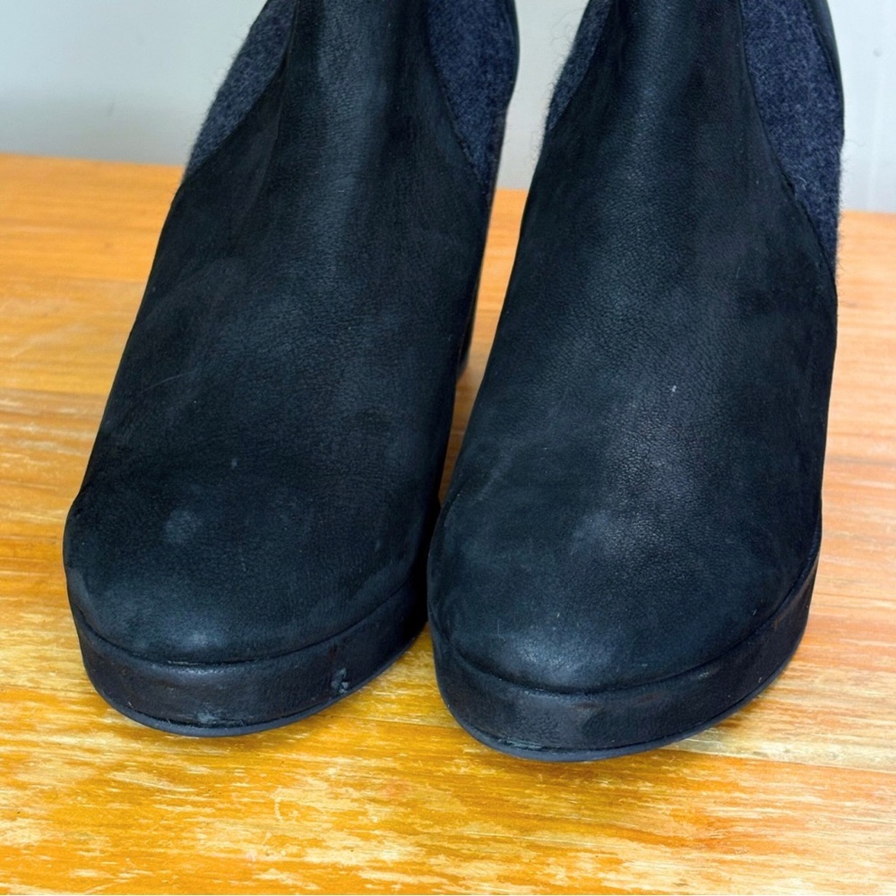 Eileen Fisher Nubuck Leather Block Heel Booties - Picture 8 of 12